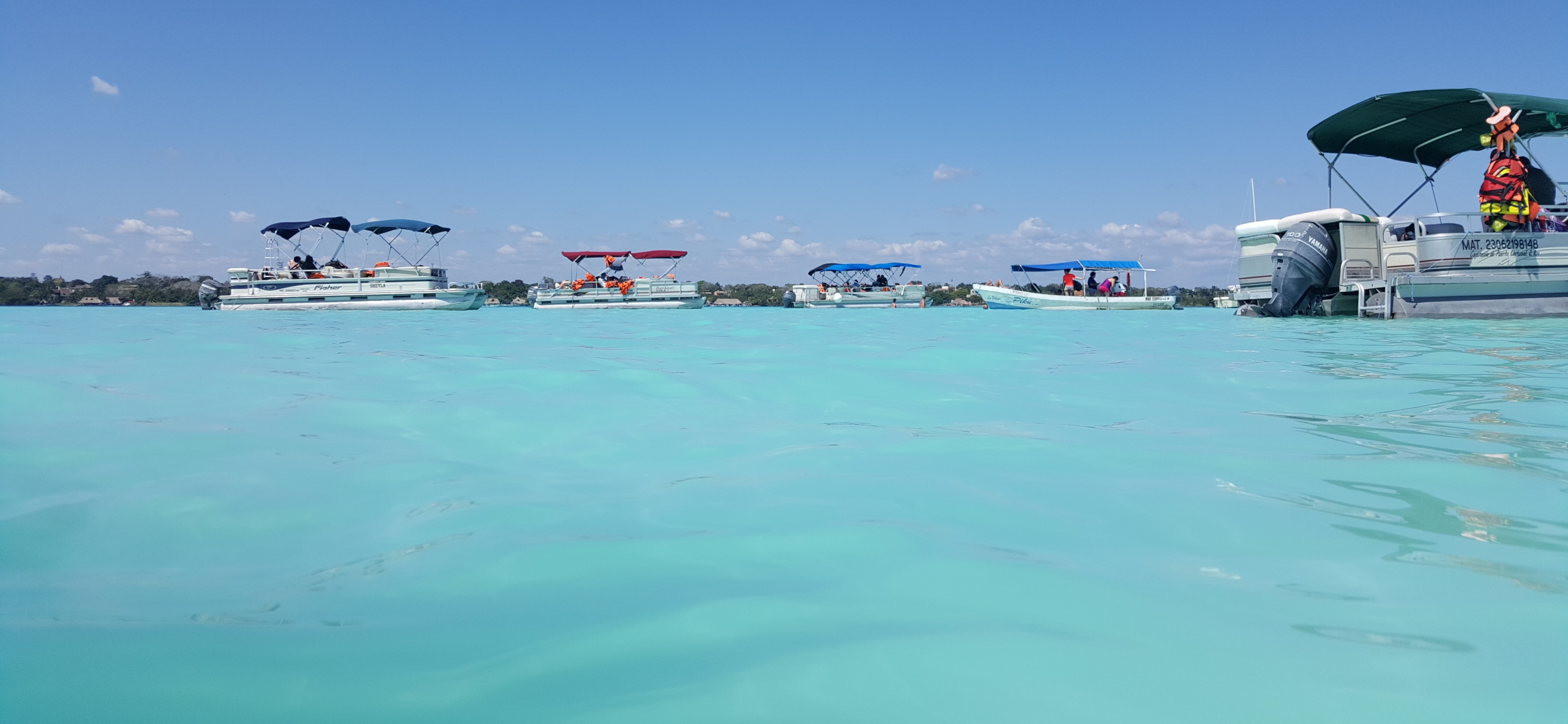 Bacalar Lagoon of Seven Colours by boat